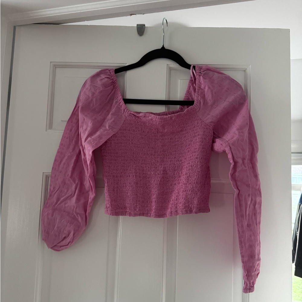 Elegant Pink Smocked Blouse